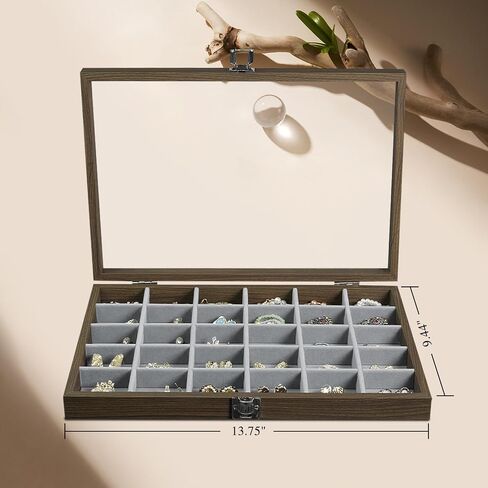 Stratalife Wood Jewelry Organizer Jewelry Tray 40 Grid Jewelry Holder Organizer Jewelry Box Jewelry Tray with Lid Earring Organizer Jewelry Storage Jewelry Trays for Drawers Vintage Style in Saudi Arabia