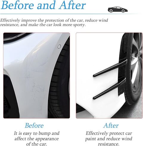 طقم سبويلر كاناردز للسيارة، قطعتان من مقسم المصد الأمامي للسيارة، ملصقات فتحات جانبية للرفرف، طقم سبويلر زعانف ناعمة، شريط تزيين مضاد للتصادمات لغطاء جسم السيارة والجناح الجانبي (أسود) in Kuwait