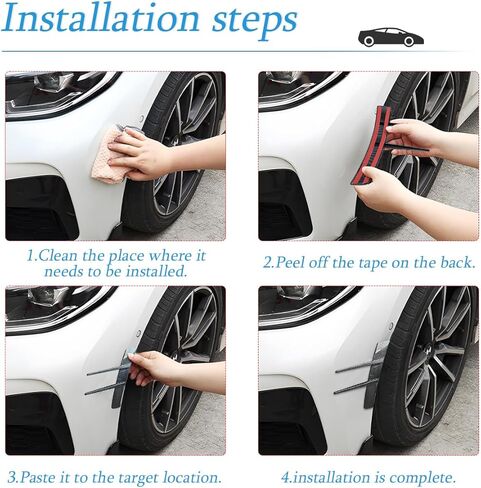 طقم سبويلر كاناردز للسيارة، قطعتان من مقسم المصد الأمامي للسيارة، ملصقات فتحات جانبية للرفرف، طقم سبويلر زعانف ناعمة، شريط تزيين مضاد للتصادمات لغطاء جسم السيارة والجناح الجانبي (أسود) in Kuwait