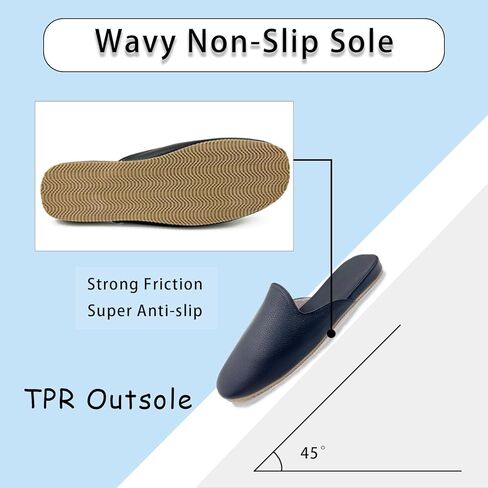 Hyfant Men's Leather Slippers Genuine Leather Slippers for Men Scuff Slippers with Memory Foam Minimalist Mules House Slip-on Shoes for Office Home Bedroom Living Room Guests Visitor in Kuwait