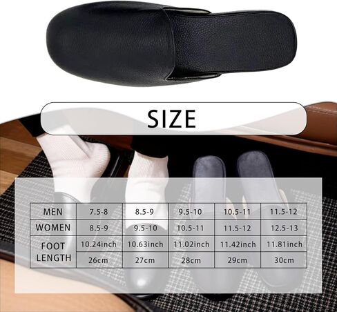 Hyfant Men's Leather Slippers Genuine Leather Slippers for Men Scuff Slippers with Memory Foam Minimalist Mules House Slip-on Shoes for Office Home Bedroom Living Room Guests Visitor in Kuwait