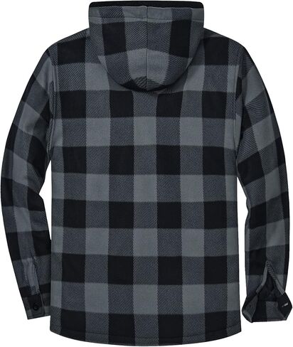 SCODI Men's Flannel Jacket Sherpa Lined Hoodies Zip Up Fleece Plaid Shirt Jackets Winter Outdoor Coat Warm Outwear in Saudi Arabia