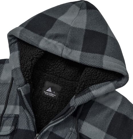 SCODI Men's Flannel Jacket Sherpa Lined Hoodies Zip Up Fleece Plaid Shirt Jackets Winter Outdoor Coat Warm Outwear in Saudi Arabia