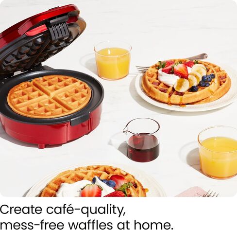 Chefman Anti-Overflow Belgian Waffle Maker w/Shade Selector, Temperature Control, Mess Free Moat, Round Iron w/Nonstick Plates & Cool Touch Handle, Measuring Cup Included, Black in Saudi Arabia