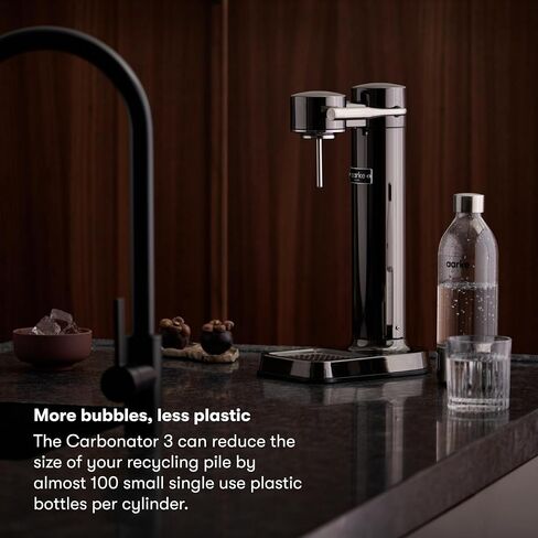 Aarke Carbonator 3 - Sparkling Water Maker & CO2 Cylinder, Stainless Steel | CO2 Cylinder Included, Stainless Steel, Cordless Soda Maker for Home, Carbonated Water Machine, BPA-free PET Bottle Included in Kuwait