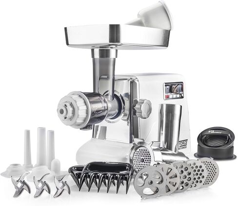 STX International Turboforce 3000 Series 5-in-1 Electric Meat Grinder | 3000W Max | 3-Speed | Size #12 | 5 Grinding Plates | 3 Stainless Steel Blades | Sausage Stuffer | Kubbe Maker & More Included in Kuwait