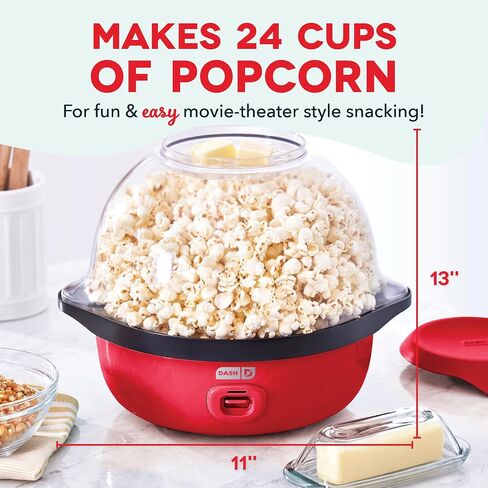 DASH SmartStore™ Stirring Popcorn Maker, 3QT Hot Oil Electric Popcorn Machine with Clear Bowl, 12 Cups - Aqua in Saudi Arabia