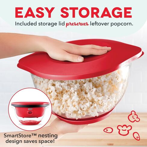 DASH SmartStore™ Stirring Popcorn Maker, 3QT Hot Oil Electric Popcorn Machine with Clear Bowl, 12 Cups - Aqua in Saudi Arabia
