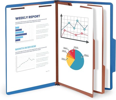 10 Blue Legal Size Classification Folders - 2 Divider 2 Inch Tyvek expansions - Durable 2 Prongs Designed to Organize Standard Law Client Files, Office Reports - Legal Size, 8 3/4 x 14 3/4, 10 Folders in Kuwait