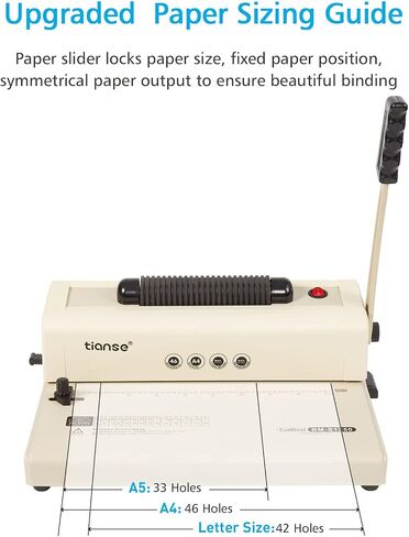 TIANSE Binding Machines, 21-Holes, 450 Sheets, Comb Bind Machine Book Maker with 100 PCS 3/8'' Comb Binder Spines Starter Kit, Comb Binding Machine for Letter Size, A4, A5 or Smaller Sizes in Saudi Arabia