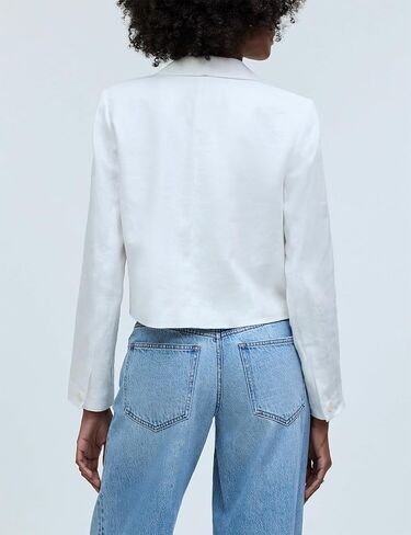 IDEALSANXUN Womens Cropped Blazer Casual Lightweight Cotton Linen Blazer Suit Jackets in Saudi Arabia