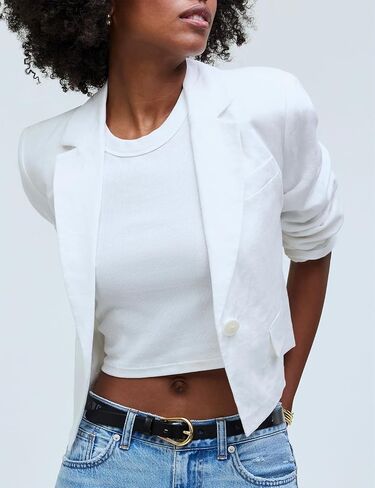 IDEALSANXUN Womens Cropped Blazer Casual Lightweight Cotton Linen Blazer Suit Jackets in Saudi Arabia