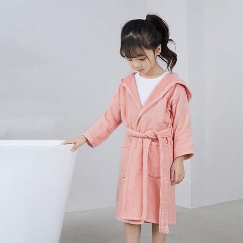 Boys Girls Terry Bathrobe, 100% Cotton Towel Robe ，Hooded Toddler Soft Fuzzy Robe For Kids 2-9Years in Saudi Arabia