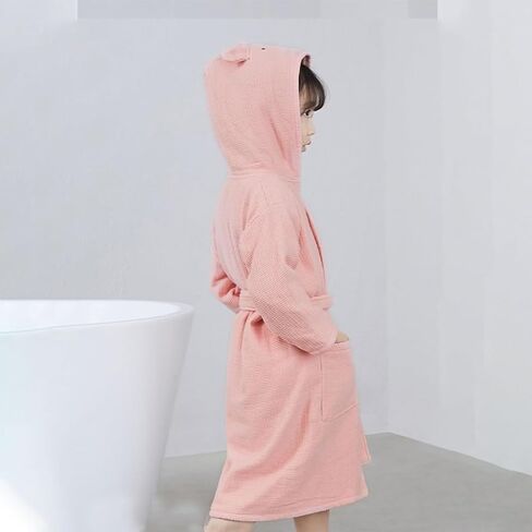 Boys Girls Terry Bathrobe, 100% Cotton Towel Robe ，Hooded Toddler Soft Fuzzy Robe For Kids 2-9Years in Saudi Arabia