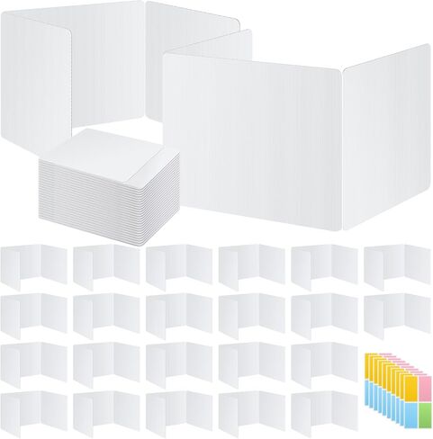 24 حزمة من أغطية الخصوصية البيضاء لمكاتب الطلاب - بلاستيك متين قابل للمسح - فواصل اختبار للفصل الدراسي - دروع خصوصية سهلة التنظيف لفواصل مكتب اختبار الطلاب - تتضمن ملصقات إضافية in Kuwait