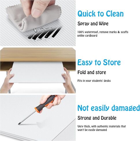 24 حزمة من أغطية الخصوصية البيضاء لمكاتب الطلاب - بلاستيك متين قابل للمسح - فواصل اختبار للفصل الدراسي - دروع خصوصية سهلة التنظيف لفواصل مكتب اختبار الطلاب - تتضمن ملصقات إضافية in Kuwait