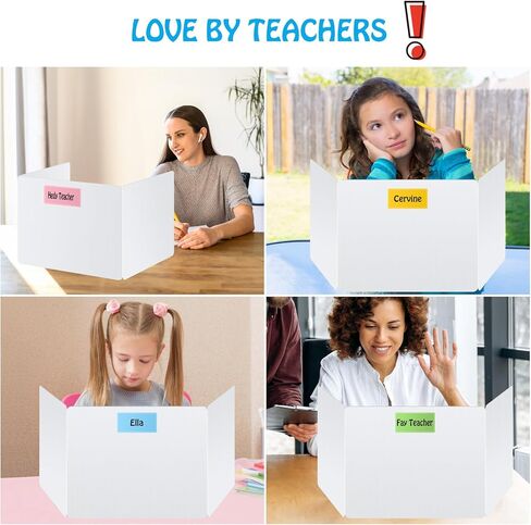 24 حزمة من أغطية الخصوصية البيضاء لمكاتب الطلاب - بلاستيك متين قابل للمسح - فواصل اختبار للفصل الدراسي - دروع خصوصية سهلة التنظيف لفواصل مكتب اختبار الطلاب - تتضمن ملصقات إضافية in Kuwait