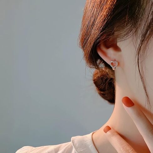 SLUYNZ Sterling Silver CZ Heart Hoop Earrings for Women Teen Girls Hollow Heart Small Hoop Earrings Huggie in Kuwait