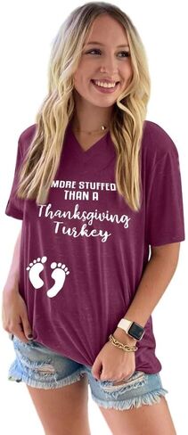 Thankful Grateful Expecting Shirt Women Thanksgiving Pregnancy Shirt Fall Pregnancy Announcement Shirt Top in Saudi Arabia