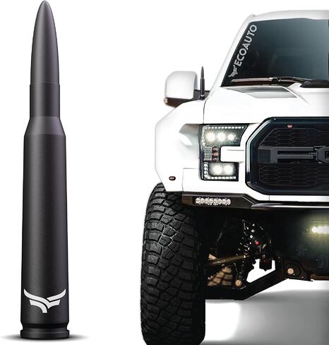 استبدال هوائي EcoAuto Bullet لشاحنات Dodge Ram & Ford F150 F250 F350 Super Duty Ford Raptor Bronco - تصميم مضاد للسرقة - هوائي الراديو للشاحنة 1990 - الحالي (أسود غير لامع) in Kuwait