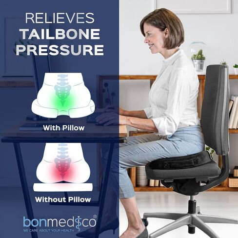 bonmedico Firm Orthopedic Donut Pillow and Home Office Soft Seat Cushion (Large Black Orthopedic Cushion) in Saudi Arabia