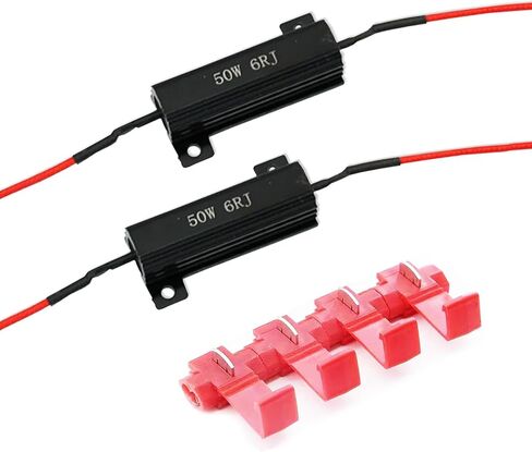 2 PCS LED Turn Signal Light Load Resistor with Clips, 50W 6ohm Waterproof Metal Vehicle DRL Resistor Replacements, Universal Automotive Wire Accessories for Truck SUV Car (Black) in Kuwait