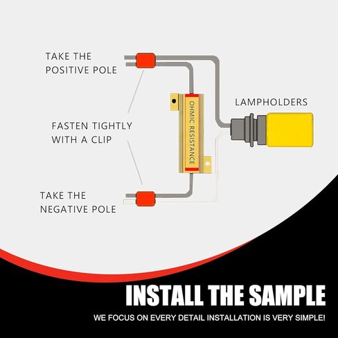 2 PCS LED Turn Signal Light Load Resistor with Clips, 50W 6ohm Waterproof Metal Vehicle DRL Resistor Replacements, Universal Automotive Wire Accessories for Truck SUV Car (Black) in Kuwait