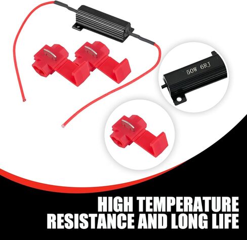 2 PCS LED Turn Signal Light Load Resistor with Clips, 50W 6ohm Waterproof Metal Vehicle DRL Resistor Replacements, Universal Automotive Wire Accessories for Truck SUV Car (Black) in Kuwait