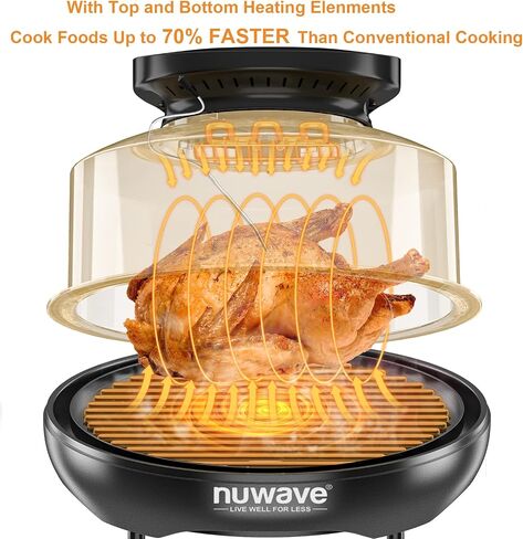 فرن NuWave TODD ENGLISH iQ360 الرقمي الذكي، مجموعة شواية تعمل بالأشعة تحت الحمراء 20 في 1، سعة ميجا 34 كيو تي، 1800 واط، مناطق حرارة محيطة ثلاثية قابلة للتعديل، مقياس حرارة ذكي، واي فاي in Kuwait
