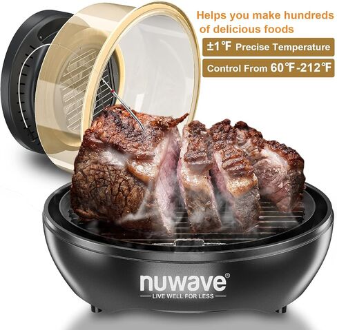 فرن NuWave TODD ENGLISH iQ360 الرقمي الذكي، مجموعة شواية تعمل بالأشعة تحت الحمراء 20 في 1، سعة ميجا 34 كيو تي، 1800 واط، مناطق حرارة محيطة ثلاثية قابلة للتعديل، مقياس حرارة ذكي، واي فاي in Kuwait