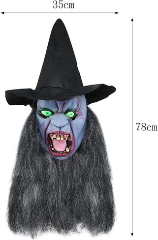 Scary Old Women Witch Mask with Hair Hat Halloween Costume Horror Witch Evil Ghost Mask Carnival Party Props in Saudi Arabia