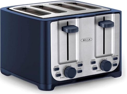 BELLA 2 Slice Toaster with Auto Shut Off - Extra Wide Slots & Removable Crumb Tray and Cancel, Defrost & Reheat Function - Toast Bread, Bagel & Waffle, Aqua in Saudi Arabia