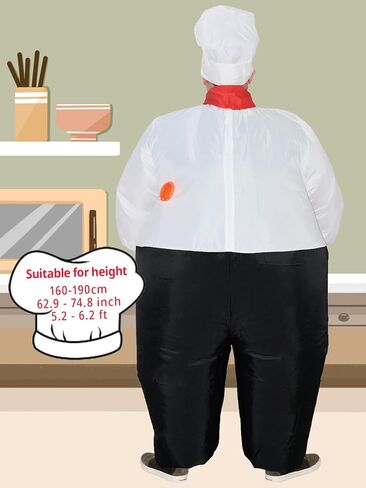 JYZCOS Inflatable Kitchen Cooking Chef Costume Blow Up Suit Fancy Dress in Saudi Arabia