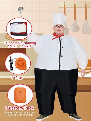 JYZCOS Inflatable Kitchen Cooking Chef Costume Blow Up Suit Fancy Dress in Saudi Arabia