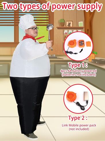 JYZCOS Inflatable Kitchen Cooking Chef Costume Blow Up Suit Fancy Dress in Saudi Arabia