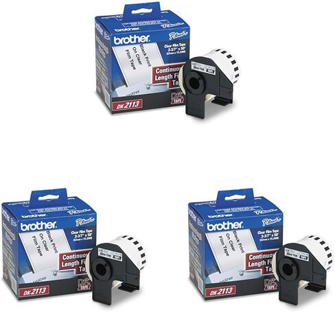 Brother Genuine DK-2113 Continuous Length Black on Clear Film Tape for Brother QL Label Printers, 2.4" x 50' (62mm x 15.2M), 1 Roll per Box, DK2113 (Pack of 3) in Kuwait