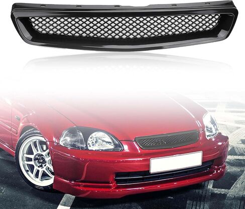 Front Bumper Grille Fit 1999-2000 for Civic Coupe/Sedan JDM Type R ABS Black Mesh Front Upper Grill Guard Replacement Part in Saudi Arabia