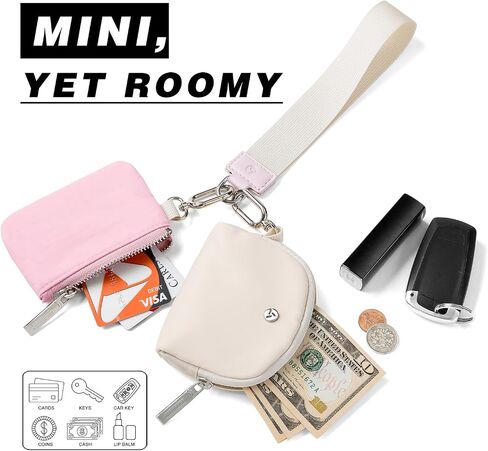 Dual Pouch Wristlet Wallets for Women, Mini Zip Around Wristlet Wallet, Double Pocket Wrist Wallet Portable Coin Purse Zipper, Gift for Women Mom Girl Friend Sister Her Wife Daughter Girlfriend in Saudi Arabia