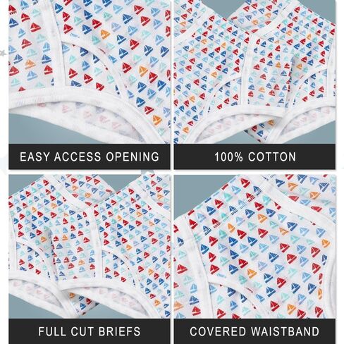 Boys' 2-Pack 100% Cotton Fashion Briefs with Covered Waistband in Saudi Arabia