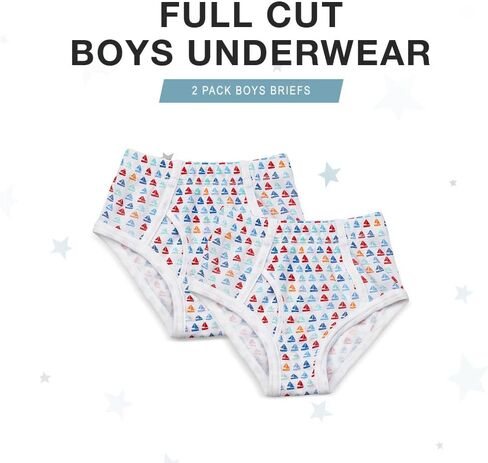 Boys' 2-Pack 100% Cotton Fashion Briefs with Covered Waistband in Saudi Arabia