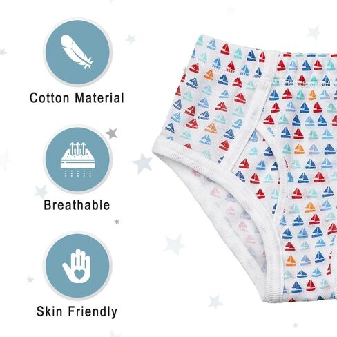 Boys' 2-Pack 100% Cotton Fashion Briefs with Covered Waistband in Saudi Arabia