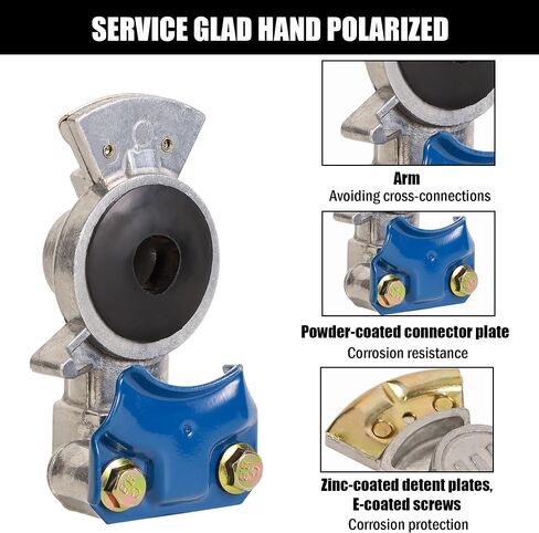 38 درجة Gladhands، خدمة الطوارئ العالمية الألومنيوم Gladhand الفرامل خرطوم الهواء اقتران أجزاء عدة المصافحة موصلات لشبه الشاحنات المقطورات والجرارات، 1 قطعة أحمر 1 قطعة أزرق in Kuwait