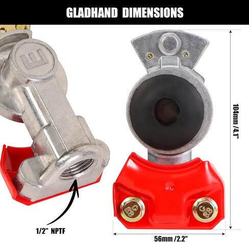 38 درجة Gladhands، خدمة الطوارئ العالمية الألومنيوم Gladhand الفرامل خرطوم الهواء اقتران أجزاء عدة المصافحة موصلات لشبه الشاحنات المقطورات والجرارات، 1 قطعة أحمر 1 قطعة أزرق in Kuwait