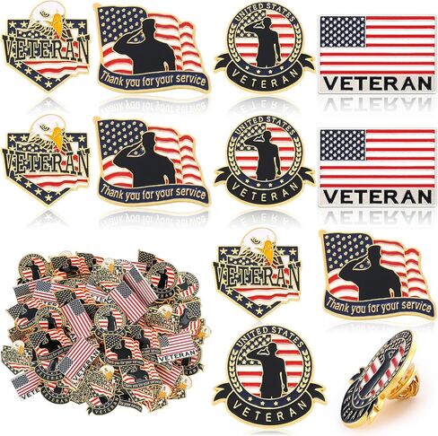 100 Pcs Veteran Day label Pins Bulk Military Lapel Pin Veteran Christmas Gifts Flag Hat Pins for US Veterans Day (Veteran) in Saudi Arabia