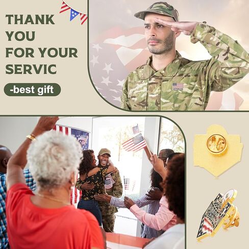 100 Pcs Veteran Day label Pins Bulk Military Lapel Pin Veteran Christmas Gifts Flag Hat Pins for US Veterans Day (Veteran) in Saudi Arabia
