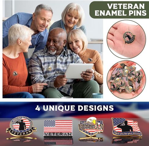100 Pcs Veteran Day label Pins Bulk Military Lapel Pin Veteran Christmas Gifts Flag Hat Pins for US Veterans Day (Veteran) in Saudi Arabia
