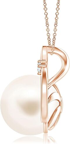 Angara Natural Freshwater Cultured Pearl Solitaire Pendant with Diamond for Women, Girls in 14K Yellow Gold (Grade- AA, 8mm Freshwater Cultured Pearl) June Birthstone Jewelry Gift for Her in Kuwait