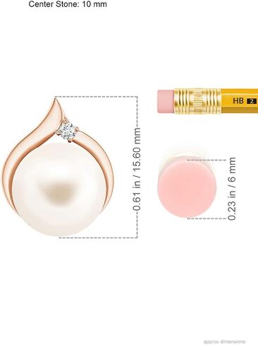 Angara Natural Freshwater Cultured Pearl Solitaire Pendant with Diamond for Women, Girls in 14K Yellow Gold (Grade- AA, 8mm Freshwater Cultured Pearl) June Birthstone Jewelry Gift for Her in Kuwait