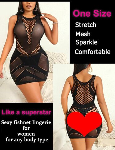 Avidlove Womens Sexy Lingeries Fishnet Dress for Women Mesh Badydoll Fishnets Dresses See Through Lingerie Chemise Outfits in Saudi Arabia