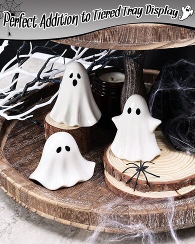 Tuitessine السيراميك أشباح صغيرة مخيفة شبح التماثيل هالوين شبح النحت تمثال مزرعة طبقات صينية ديكور عصبي ديكورات المنزل طاولة القهوة المركزية الجرف رف مجموعات العرض in Kuwait